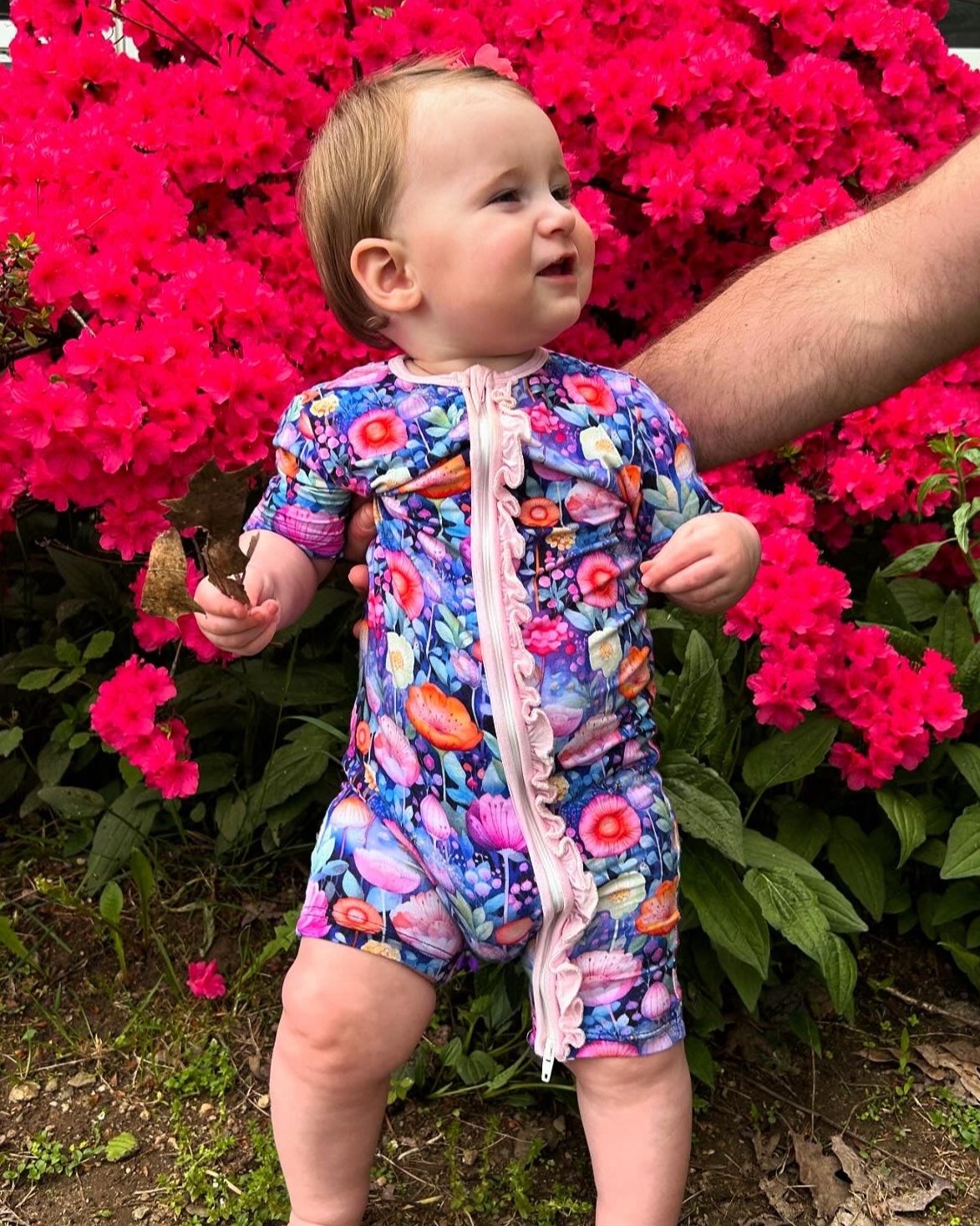 Glowing floral ruffle shortie