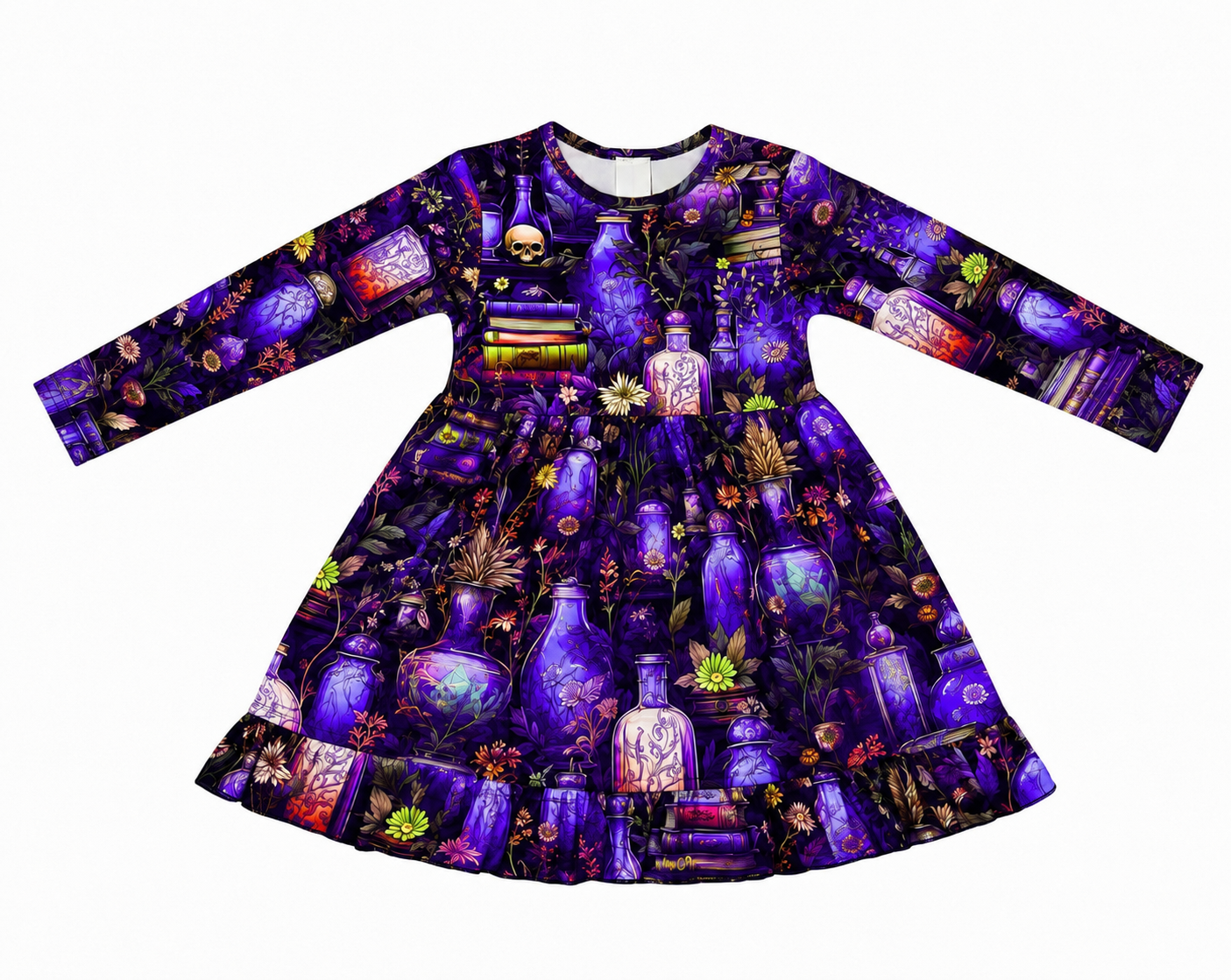 Purple Potions ruffle sleeve dress
