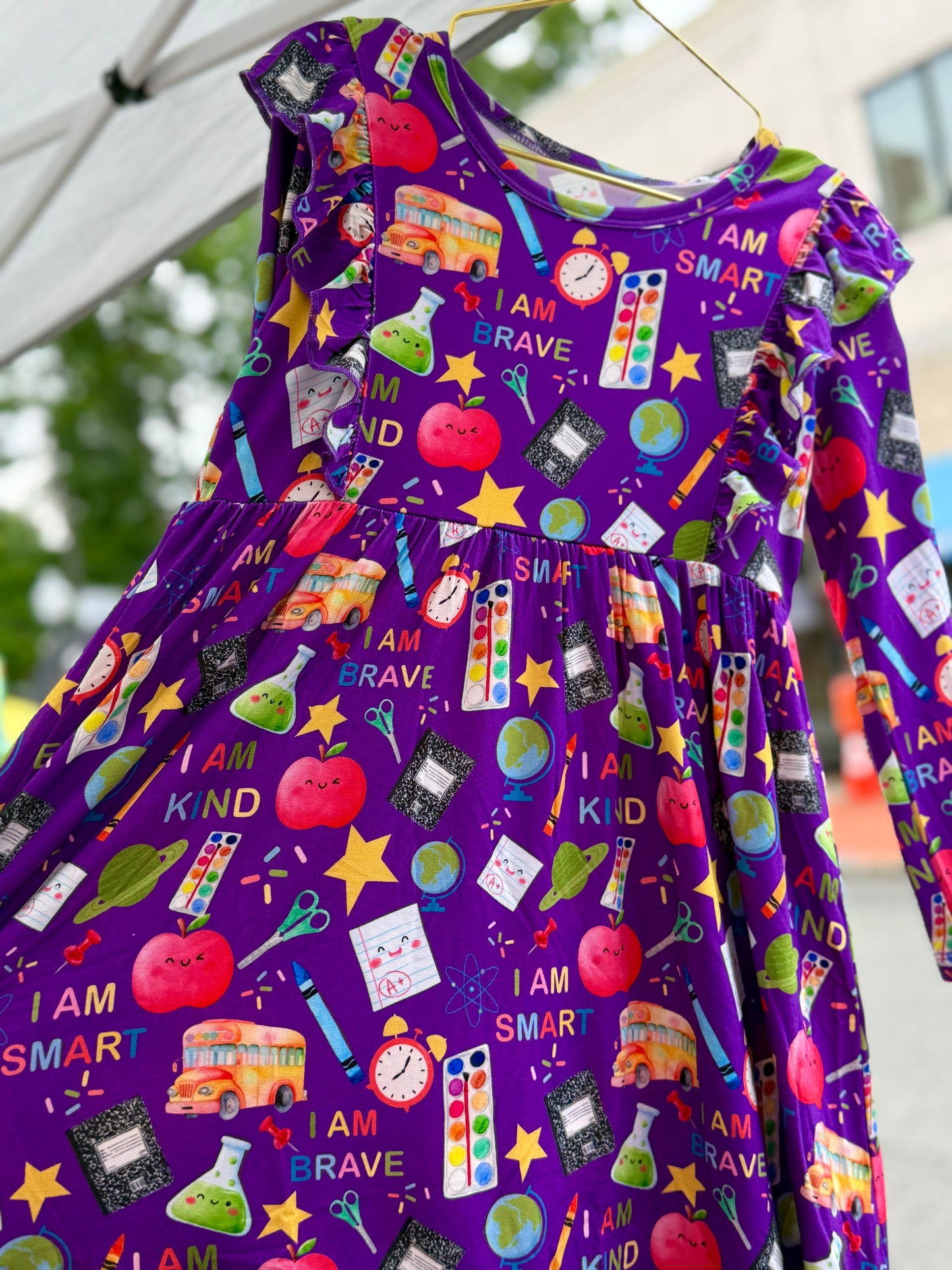 School Affirmations Ruffle Lined Dress