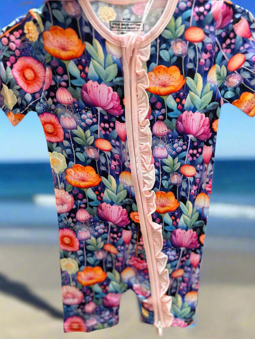 Glowing floral ruffle shortie