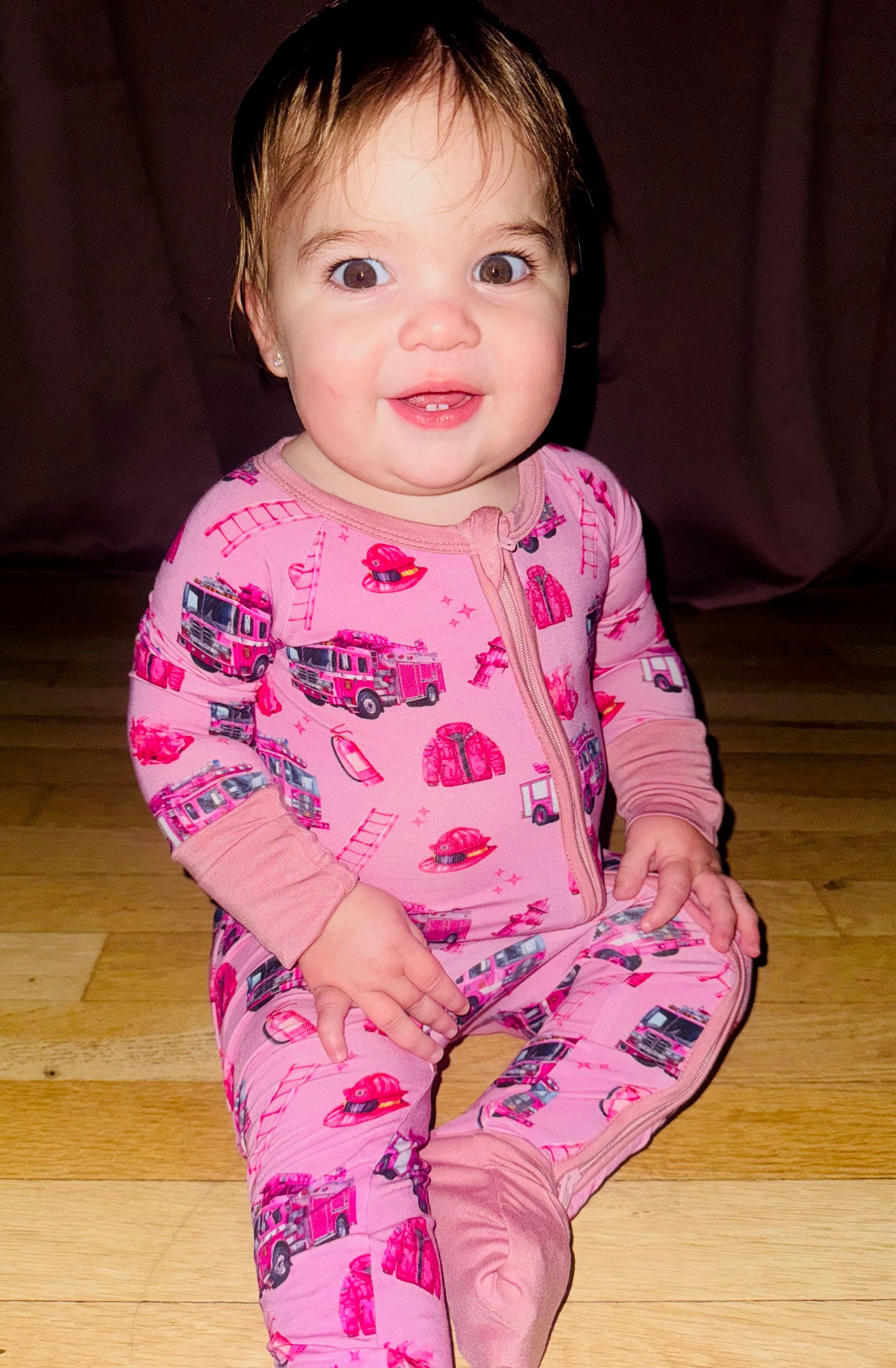 Pink Firefighter Convertible Footie