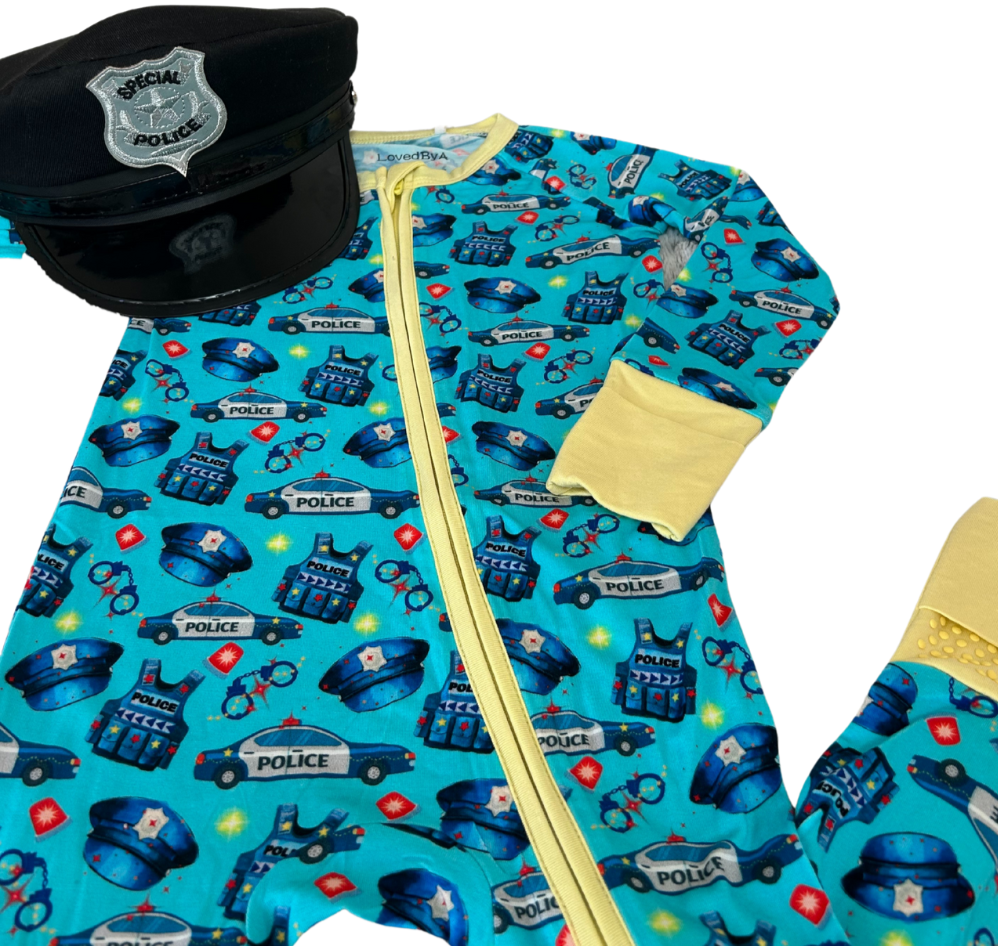 Loved by A Law Enforcement Officer convertible footie (blue)