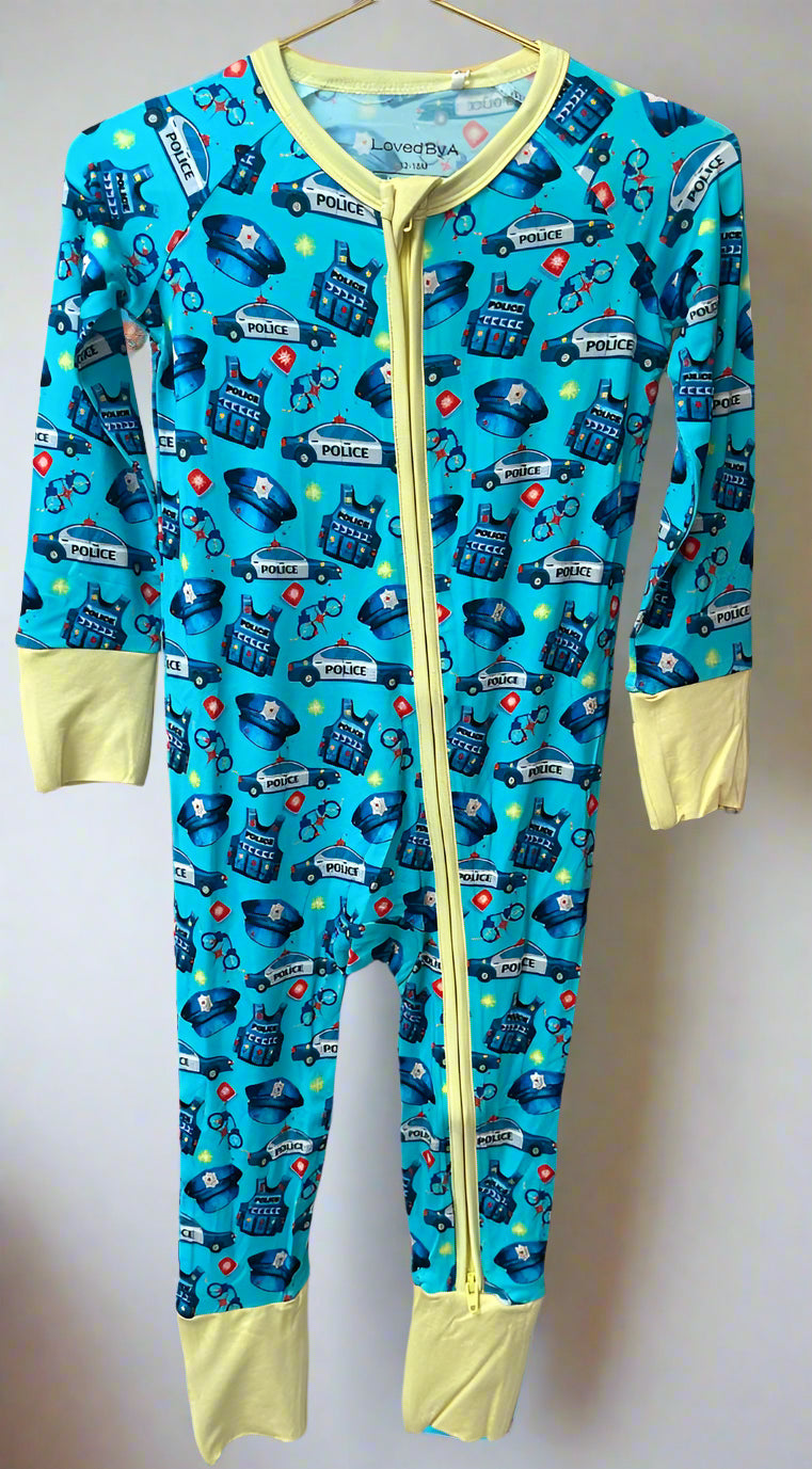 Loved by A Law Enforcement Officer convertible footie (blue)