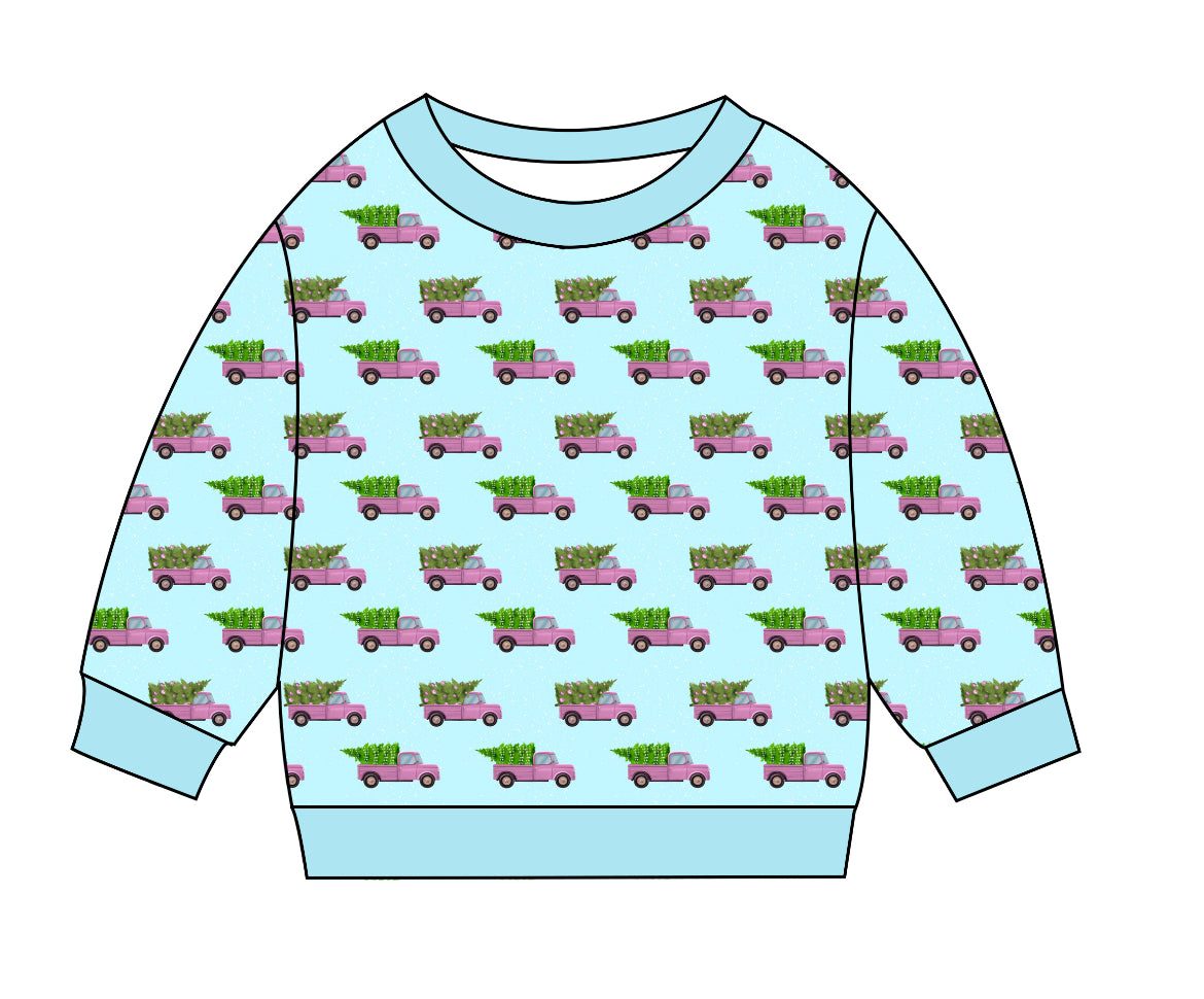 Pink Christmas Trucks Crewneck (Kids/Adults)