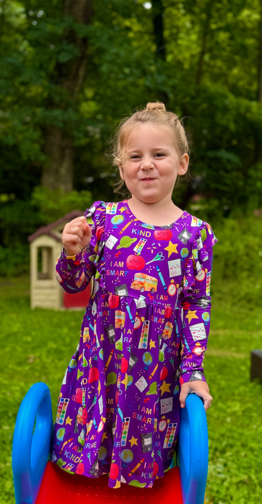 School Affirmations Ruffle Lined Dress