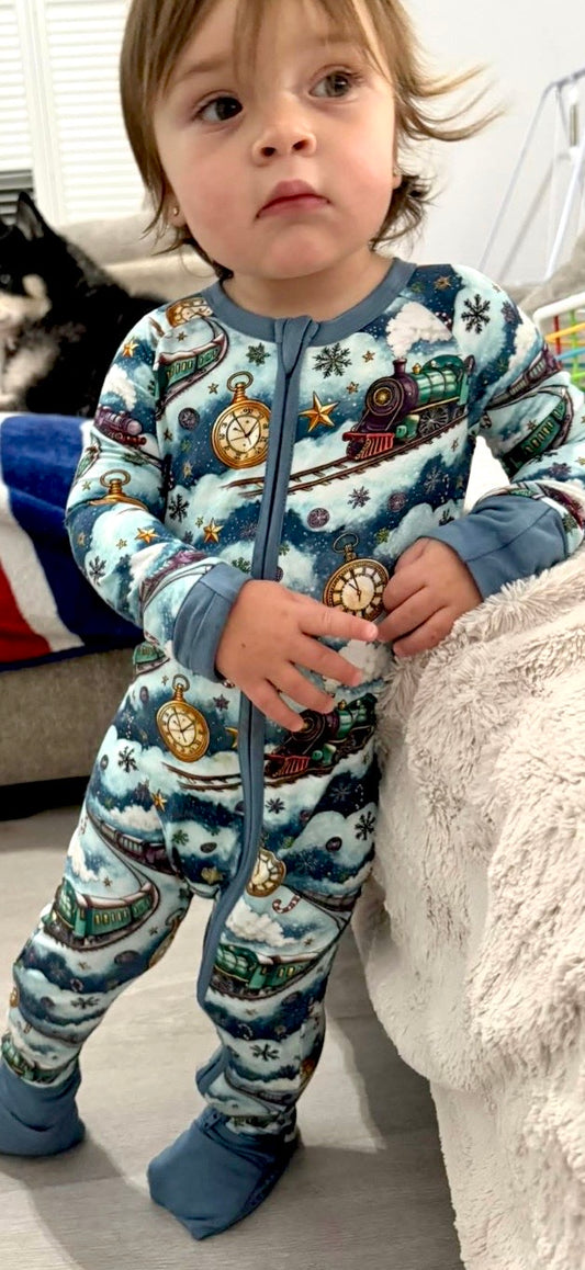 Winter Trains Convertible Footie