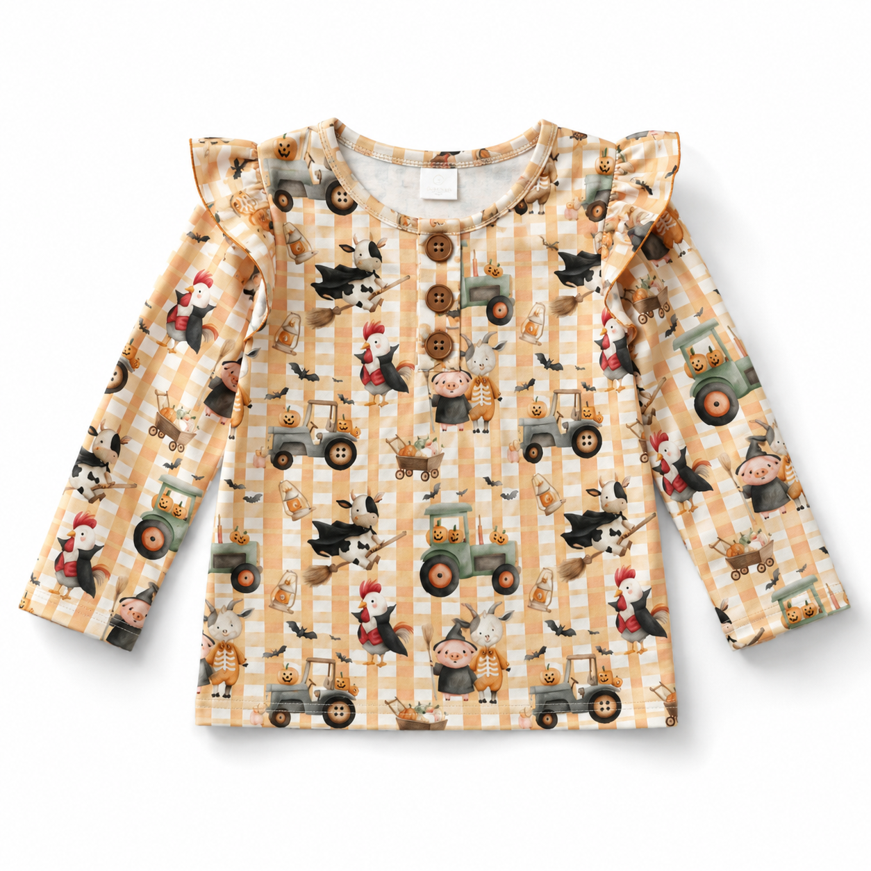 Pig Witch ruffle long sleeve button tee