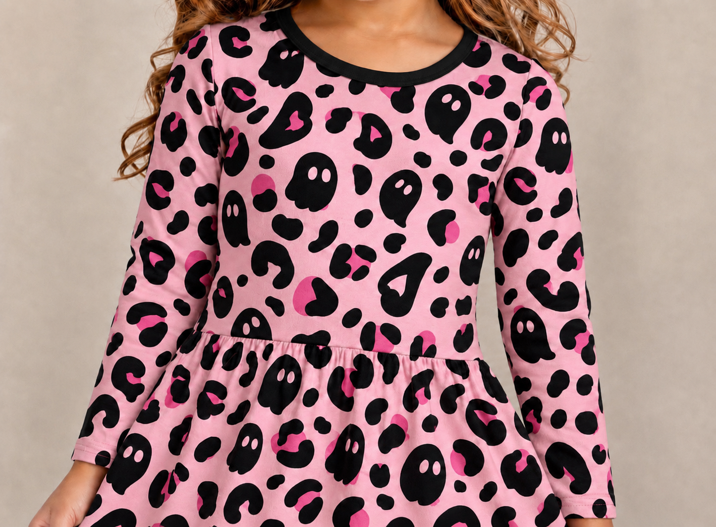 Pink Leopard Ghost long sleeve peplum shirt