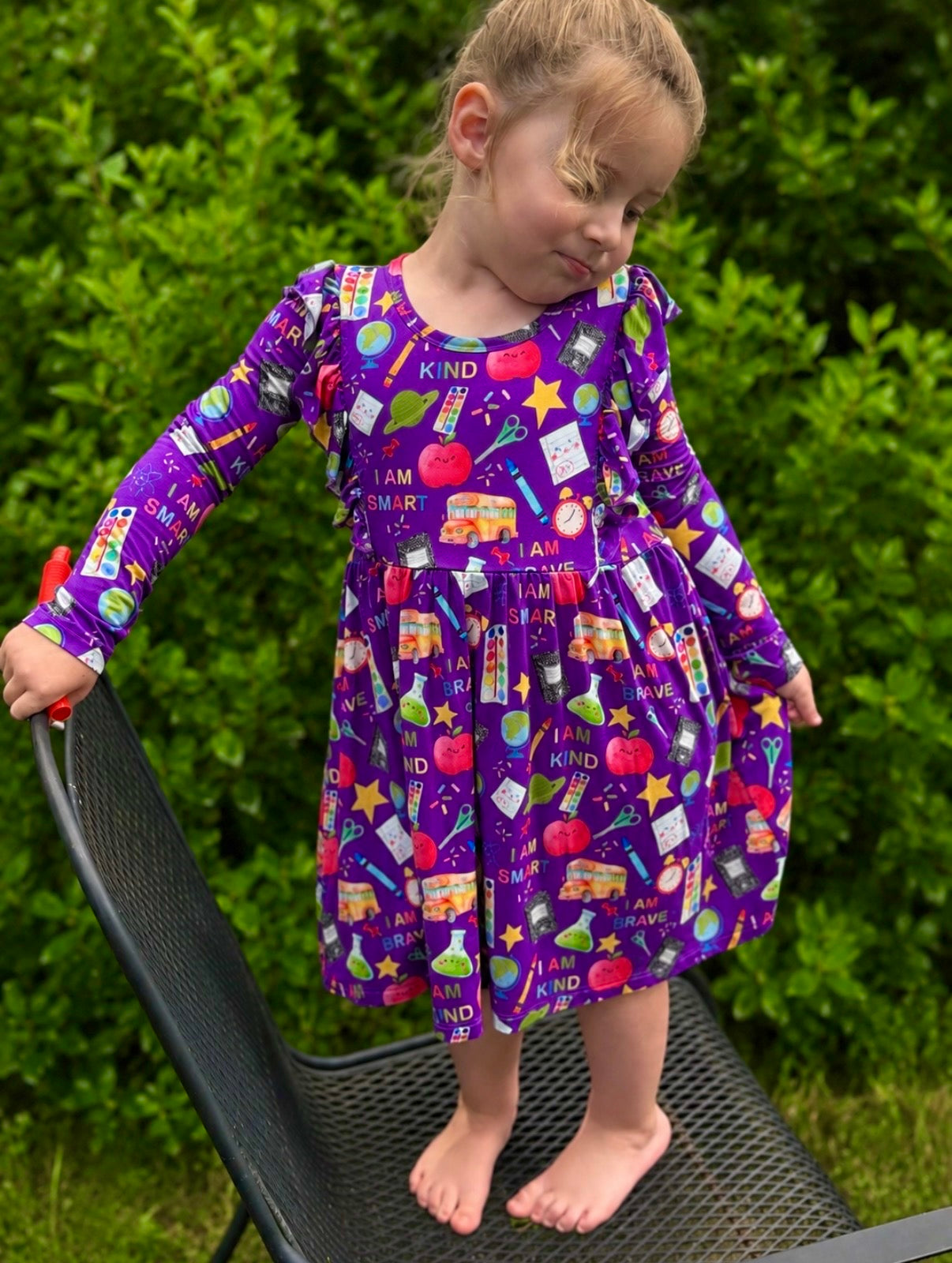 School Affirmations Ruffle Lined Dress