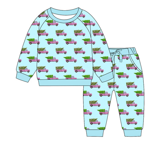 Pink Christmas Trucks Jogger Set (Kids)