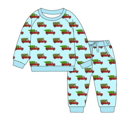 Red Christmas Trucks Jogger Set (Kids)