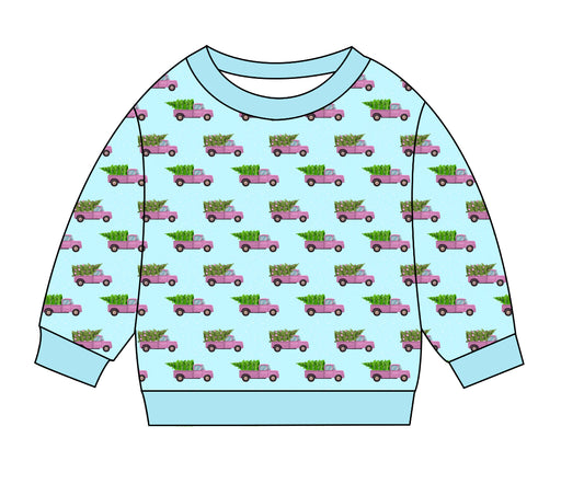 Pink Christmas Trucks Crewneck (Kids/Adults)