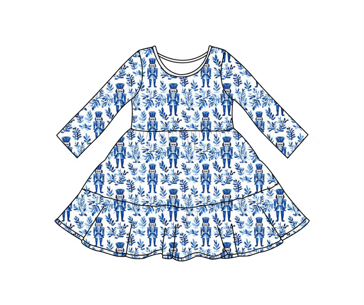 Blue Nutcracker Tiered Twirl Dress