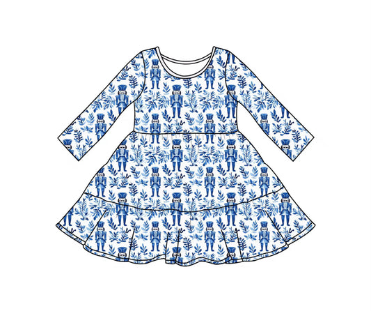 Blue Nutcracker Tiered Twirl Dress